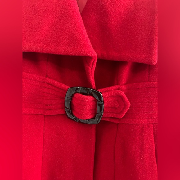 Jessica Simpson red wool belted pea coat - Picture 3 of 10